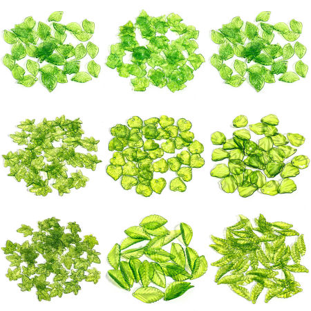 100 Pz Acrilato Charms Foglia Verde Trasparente