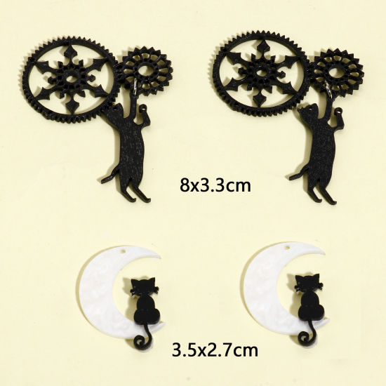 Image de 5 Pcs Pendentifs en Acrylique Chat Multicolore