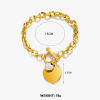 Picture of Eco-friendly Vacuum Plating Stylish Hip-Hop Multicolor 304 Stainless Steel Curb Link Chain Heart Charm Bracelets Unisex Party