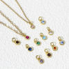 Picture of Brass Charms 18K Real Gold Plated Round Multicolour Cubic Zirconia 9mm x 4mm