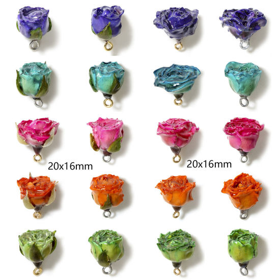 Image de 1 Pièce Breloques Bijoux en Résine Faits à la Main Fleur Séchée Feuilles de Fleur 3D Multicolore Multicolore 20mm x 16mm