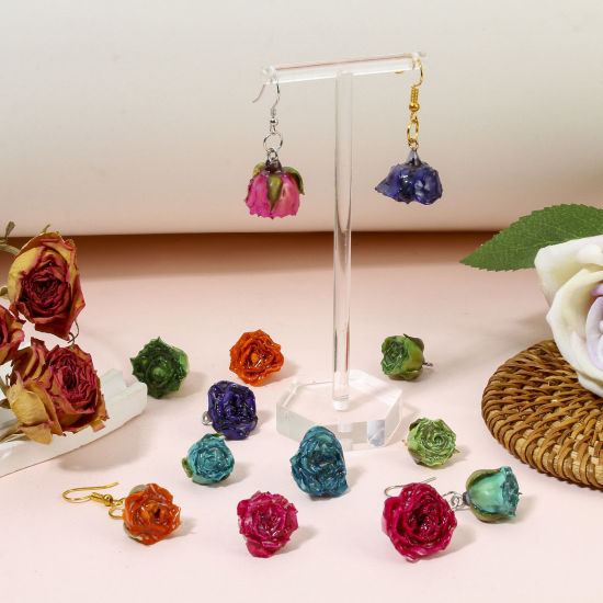 Image de 1 Pièce Breloques Bijoux en Résine Faits à la Main Fleur Séchée Feuilles de Fleur 3D Multicolore Multicolore 20mm x 16mm