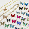 Picture of Brass & Glass Insect Connectors Charms Pendants Gold Plated Multicolor Butterfly Animal Clear Rhinestone 22mm x 22mm