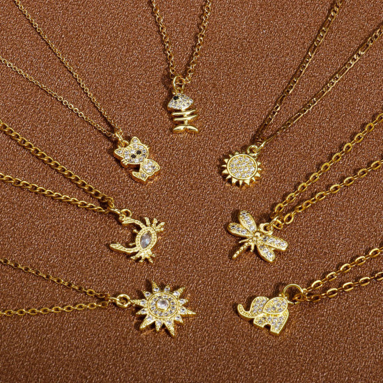 Picture of 2 PCs Eco-friendly Brass Charms Wholesale 18K Real Gold Plated Sun Insect Clear Cubic Zirconia