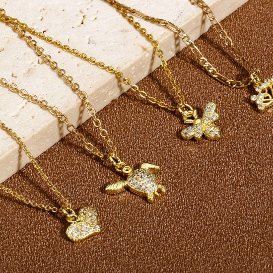 Picture of 2 PCs Eco-friendly Brass Charms Wholesale 18K Real Gold Plated Sun Insect Clear Cubic Zirconia