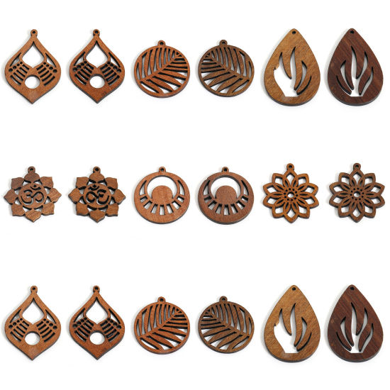 Image de 5 Pcs Pendentifs en Juglans Brun Foncé