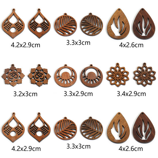 Image de 5 Pcs Pendentifs en Juglans Brun Foncé