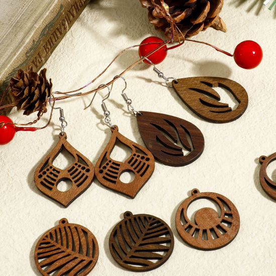 Image de 5 Pcs Pendentifs en Juglans Brun Foncé