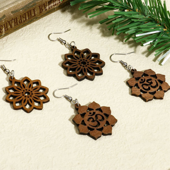 Image de 5 Pcs Pendentifs en Juglans Brun Foncé