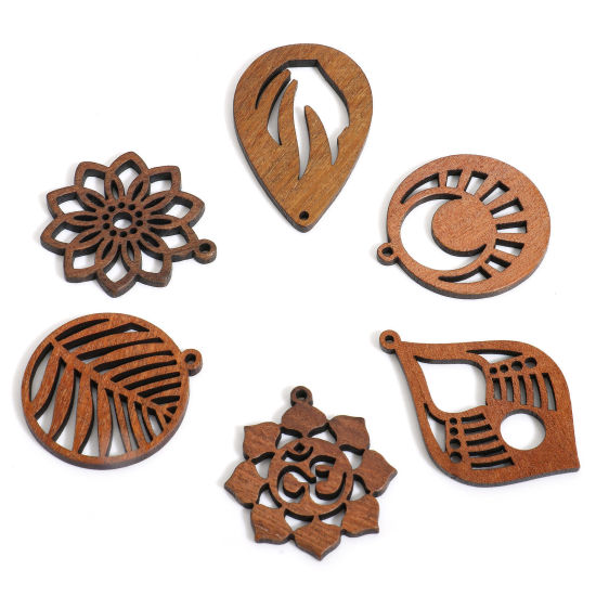 Image de 5 Pcs Pendentifs en Juglans Brun Foncé