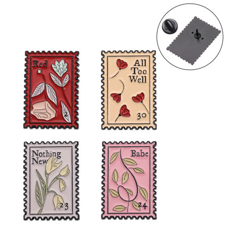 Pastoral Style Pin Brooches Rectangle Flower Multicolor Enamel