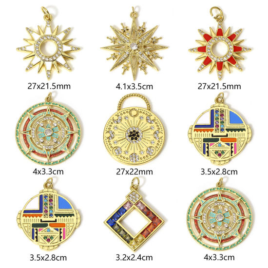 Bild von 1 Stück Anhänger 18K Echtgold plattiert Sonne Stern