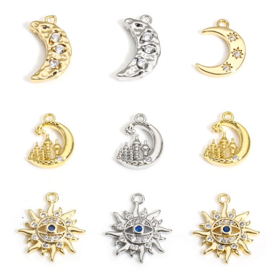 Imagen de 2 Unidades Latón Galaxia Colgantes Charms Oro Real Chapado