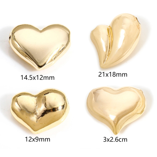 Imagen de 2 Unidades Latón día de San Valentín Colgantes Charms Corazón 3D