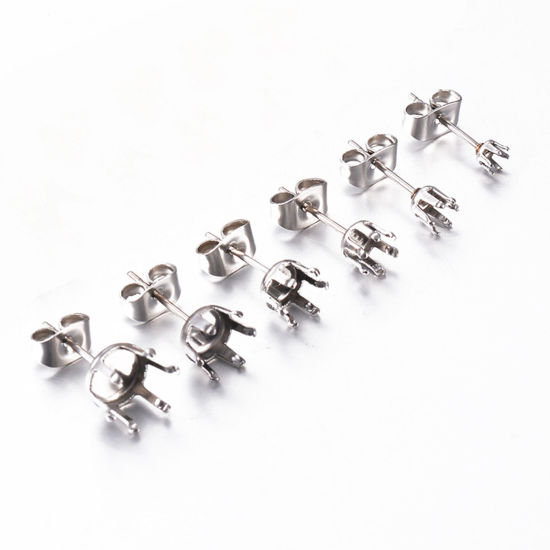 20 個 304ステンレス鋼 イヤポストスタッド イヤリング ピアス DIY 手作り ハンドメイド ジュエリー アクセサリーを作る 台座付 の画像