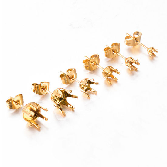 10 個 304ステンレス鋼 イヤポストスタッド イヤリング ピアス DIY 手作り ハンドメイド ジュエリー アクセサリーを作る 金メッキ 台座付 の画像