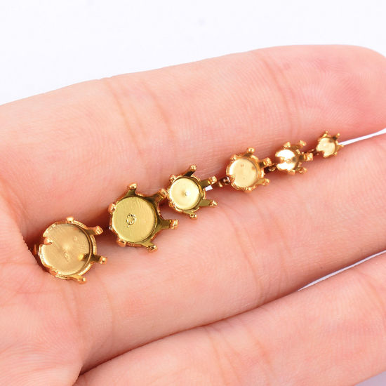 10 個 304ステンレス鋼 イヤポストスタッド イヤリング ピアス DIY 手作り ハンドメイド ジュエリー アクセサリーを作る 金メッキ 台座付 の画像