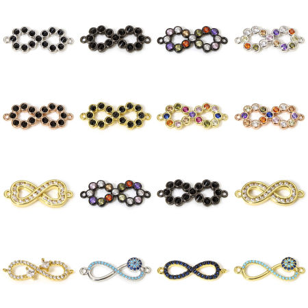 1 Stück Messing Steckverbinder Charms Anhänger Unendlichkeit Symbol Bunt Micro Pave