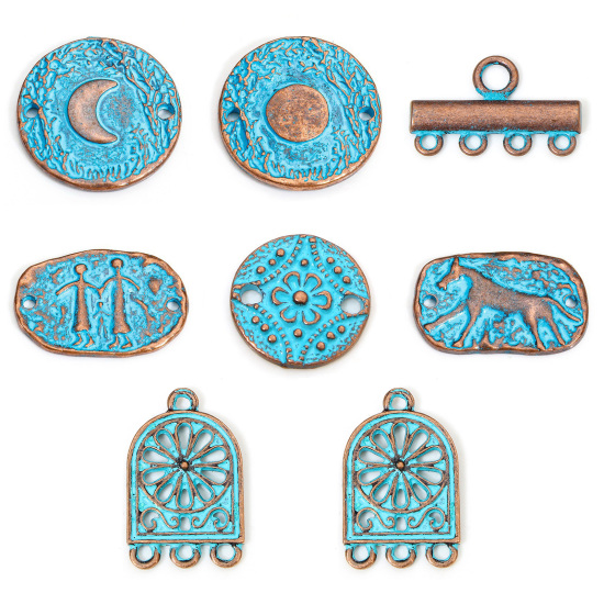 Picture of Zinc Based Alloy Connectors Charms Pendants Antique Copper Blue Patina Finish Verdigris Effect