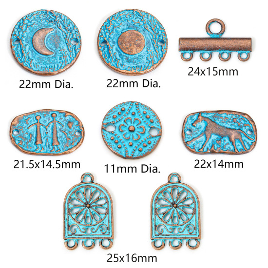 Picture of Zinc Based Alloy Connectors Charms Pendants Antique Copper Blue Patina Finish Verdigris Effect