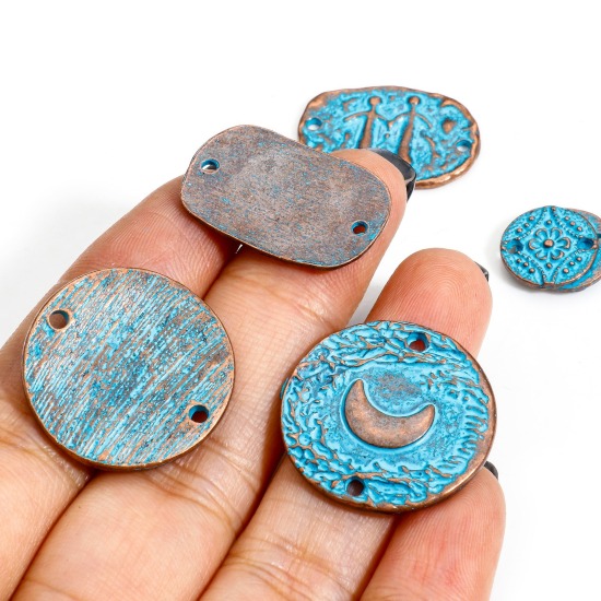 Picture of Zinc Based Alloy Connectors Charms Pendants Antique Copper Blue Patina Finish Verdigris Effect