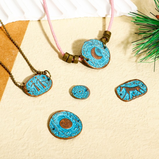 Picture of Zinc Based Alloy Connectors Charms Pendants Antique Copper Blue Patina Finish Verdigris Effect