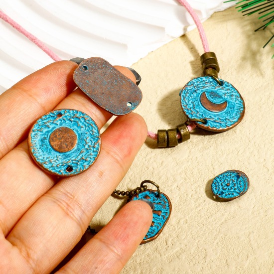 Picture of Zinc Based Alloy Connectors Charms Pendants Antique Copper Blue Patina Finish Verdigris Effect
