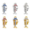 Picture of Zinc Based Alloy Ocean Jewelry Charms Multicolor Fish Bone Micro Pave 22mm x 9mm