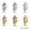 Picture of Zinc Based Alloy Ocean Jewelry Charms Multicolor Fish Bone Micro Pave 22mm x 9mm