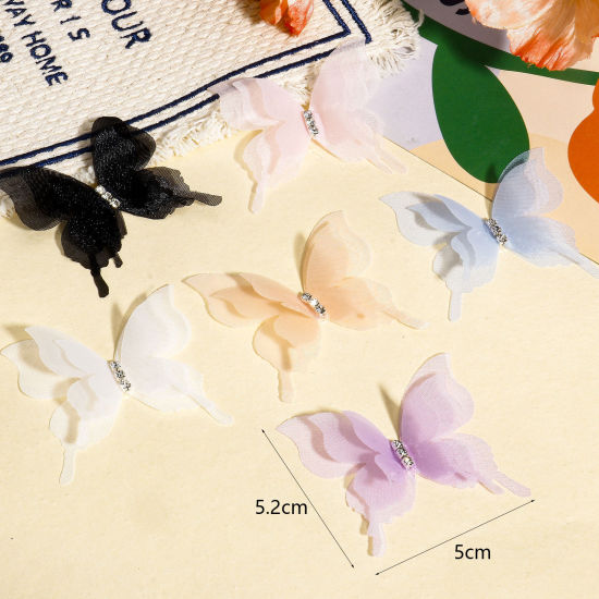 Image de 20 Pcs Accessoires de Bricolage Artisanal en Organza Papillon Éthéré Multicolore 5.2cm x 5cm