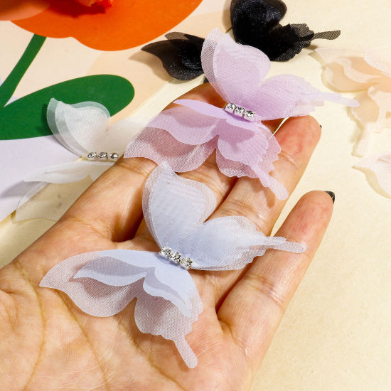 Image de 20 Pcs Accessoires de Bricolage Artisanal en Organza Papillon Éthéré Multicolore 5.2cm x 5cm