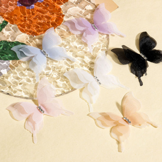 Image de 20 Pcs Accessoires de Bricolage Artisanal en Organza Papillon Éthéré Multicolore 5.2cm x 5cm