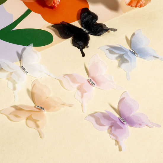 Image de 20 Pcs Accessoires de Bricolage Artisanal en Organza Papillon Éthéré Multicolore 5.2cm x 5cm