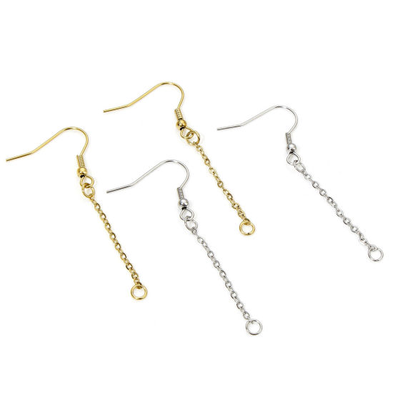 Picture of Eco-friendly 304 Stainless Steel Ear Wire Hooks Earrings For DIY Jewelry Making Accessories Multicolor Tassel With Loop