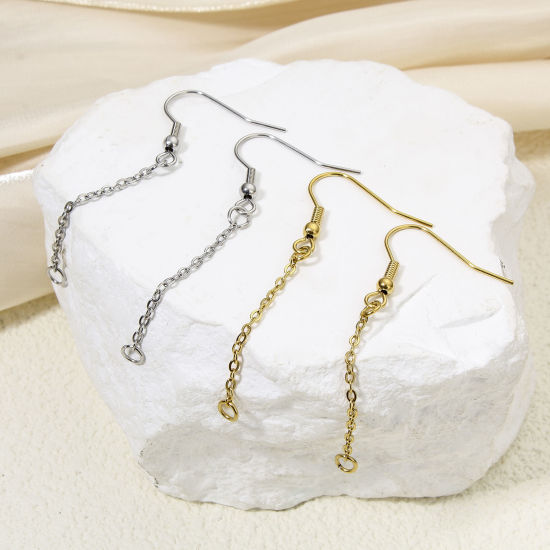 Picture of Eco-friendly 304 Stainless Steel Ear Wire Hooks Earrings For DIY Jewelry Making Accessories Multicolor Tassel With Loop
