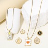 Picture of Eco-friendly Vacuum Plating 304 Stainless Steel Stylish Charms Gold Plated Multicolor Oval Rhombus Enamel