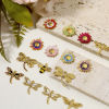 Picture of Eco-friendly 304 Stainless Steel Pastoral Style Charms Gold Plated Multicolor Bee Animal Sunflower Enamel Clear Rhinestone