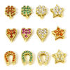Picture of Hypoallergenic Brass Exquisite Beads For DIY Jewelry Making 18K Gold Plated Flower Heart Micro Pave Multicolour Cubic Zirconia