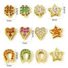 Picture of Hypoallergenic Brass Exquisite Beads For DIY Jewelry Making 18K Gold Plated Flower Heart Micro Pave Multicolour Cubic Zirconia