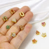 Picture of Hypoallergenic Brass Exquisite Beads For DIY Jewelry Making 18K Gold Plated Flower Heart Micro Pave Multicolour Cubic Zirconia