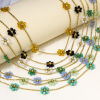 Picture of Vacuum Plating 304 Stainless Steel Beaded Chain Necklace 18K Gold Plated Flower With Lobster Claw Clasp And Extender Chain 39cm(15 3/8") long