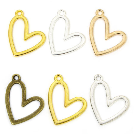 Zinc Based Alloy Valentine's Day Charms Multicolor Heart Hollow 25mm x 21mm