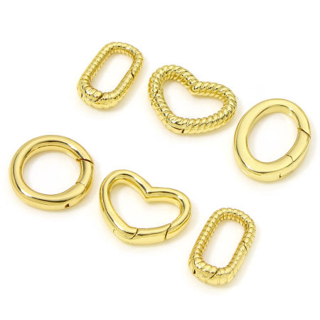 1 Unidad Respetuoso del Medio Ambiente Latón Bolt Spring Ring Clasp Trenzado Rectángulo 18K Oro lleno