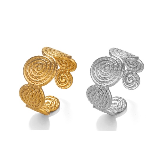Image de 1 Pièce Bagues Ouvert en 304 Acier Inoxydable Placage sous Vide Style Ins Multicolore Rond Spiral
