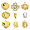 Picture of Vacuum Plating 304 Stainless Steel & Cat's Eye Glass Style Of Royal Court Character Charms Gold Plated Champagne Oval