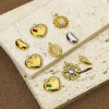 Picture of Vacuum Plating 304 Stainless Steel & Cat's Eye Glass Style Of Royal Court Character Charms Gold Plated Champagne Oval