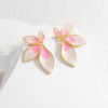 Picture of Vacuum Plating Sweet & Cute Retro 18K Gold Plated Multicolor 304 Stainless Steel Flower Enamel Ear Post Stud Earrings For Women Anniversary