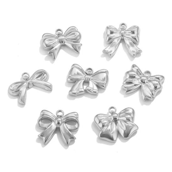 Image de 2 Pcs Breloques en 304 Acier Inoxydable Nœuds Papillon
