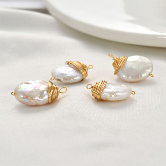 Image de 1 Pièce Pendentifs Fil Métallique Enroulé en Laiton Plaqué Or 18K Blanc