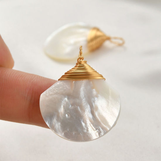 Image de 1 Pièce Pendentifs Fil Métallique Enroulé en Laiton Plaqué Or 18K Blanc